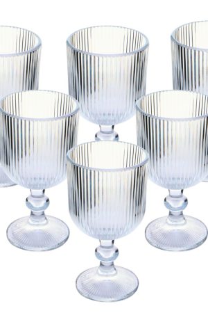 1011 ENG Conjunto 6 Taças Vidro Verona Canelado 370 Ml